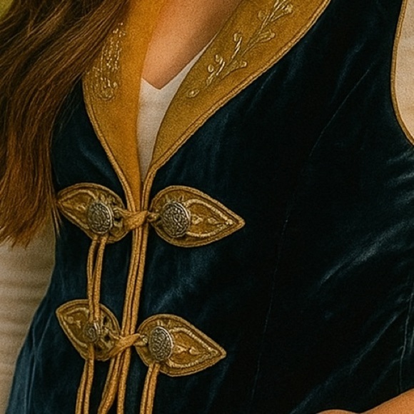 Double D Ranch beaded heavily embellished cobalt blue tasseled vest - Picture 13 of 14